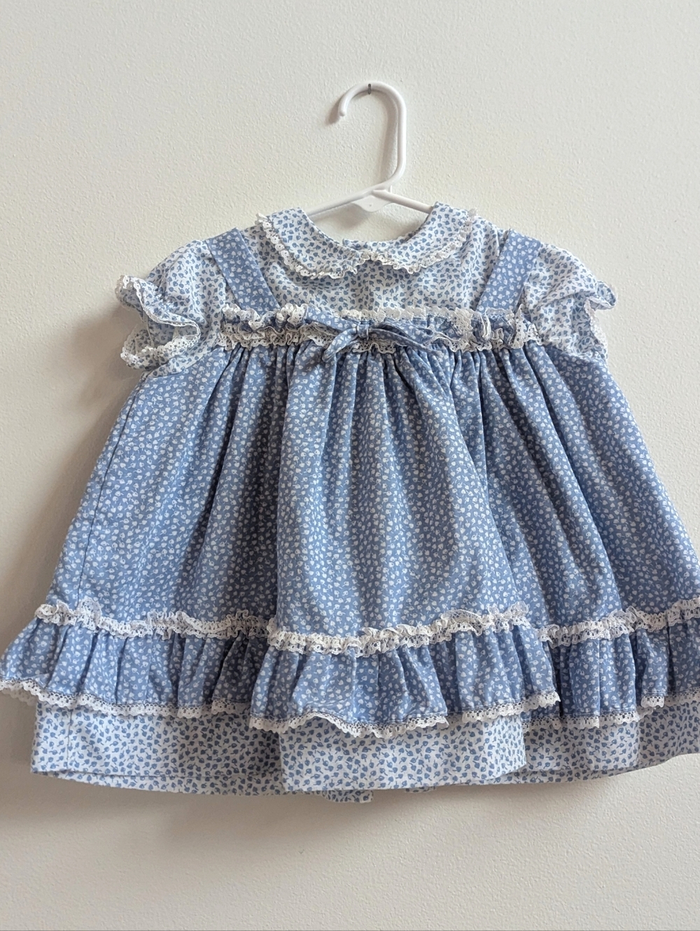 Vtg Toddle Tykes Dress 12m Baby Girl Blue Floral Cottagecore